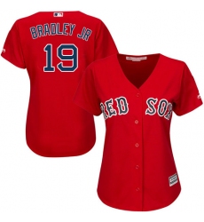 Women's Majestic Boston Red Sox #19 Jackie Bradley Jr Authentic Red Alternate Home MLB Jersey