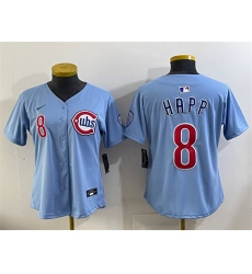 Women's Chicago Cubs #8 Ian Happ Blue 2024 25 2nd Alternatemited Stitched Baseball Jersey(Run Small)
