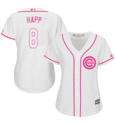 Women's Majestic Chicago Cubs #8 Ian Happ Authentic White Fashion MLB Jersey