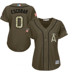 Women's Majestic Los Angeles Angels of Anaheim #0 Yunel Escobar Authentic Green Salute to Service MLB Jersey