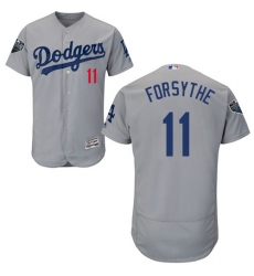 Men's Majestic Los Angeles Dodgers #11 Logan Forsythe Gray Alternate Flex Base Authentic Collection 2018 World Series MLB Jers
