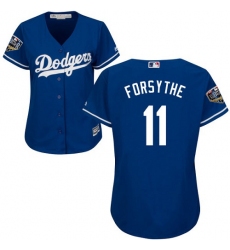 Women's Majestic Los Angeles Dodgers #11 Logan Forsythe Authentic Royal Blue Alternate Cool Base 2018 World Series MLB Jersey