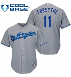 Youth Majestic Los Angeles Dodgers #11 Logan Forsythe Replica Grey Road Cool Base MLB Jersey