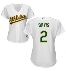 Women's Majestic Oakland Athletics #2 Khris Davis Authentic White Home Cool Base MLB Jersey