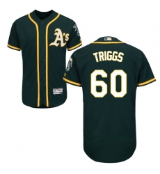 Men's Majestic Oakland Athletics #60 Andrew Triggs Green Flexbase Authentic Collection MLB Jersey