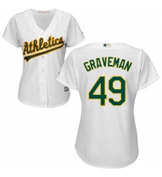 Women's Majestic Oakland Athletics #49 Kendall Graveman Authentic White Home Cool Base MLB Jersey