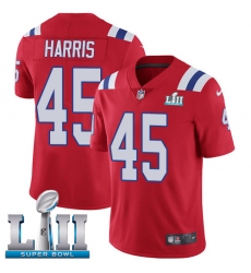 Men's Nike New England Patriots #45 David Harris Red Alternate Vapor Untouchable Limited Player Super Bowl LII NFL Jersey