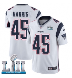 Men's Nike New England Patriots #45 David Harris White Vapor Untouchable Limited Player Super Bowl LII NFL Jersey