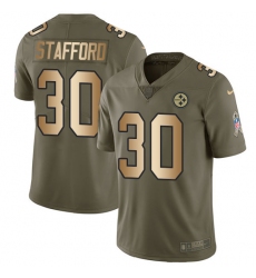 Men's Nike Pittsburgh Steelers #30 Daimion Stafford Limited Olive/Gold 2017 Salute to Service NFL Jersey