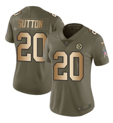 Women's Nike Pittsburgh Steelers #20 Cameron Sutton Limited Olive Gold 2017 Salute to Service NFL Jersey