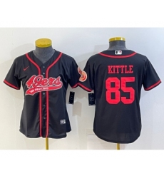 Women's San Francisco 49ers #85 George Kittle Black With Patch Cool Base Stitched Baseball Jersey