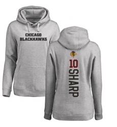 NHL Women's Adidas Chicago Blackhawks #10 Patrick Sharp Ash Backer Pullover Hoodie