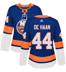 Women's Adidas New York Islanders #44 Calvin de Haan Premier Royal Blue Home NHL Jersey