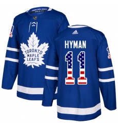 Youth Adidas Toronto Maple Leafs #11 Zach Hyman Authentic Royal Blue USA Flag Fashion NHL Jersey
