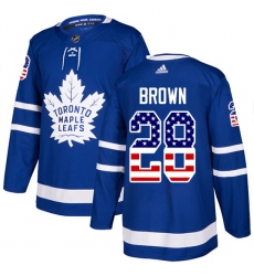 Youth Adidas Toronto Maple Leafs #28 Connor Brown Authentic Royal Blue USA Flag Fashion NHL Jersey