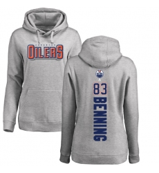 NHL Women's Adidas Edmonton Oilers #83 Matt Benning Ash Backer Pullover Hoodie