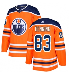 Youth Adidas Edmonton Oilers #83 Matt Benning Authentic Orange Home NHL Jersey