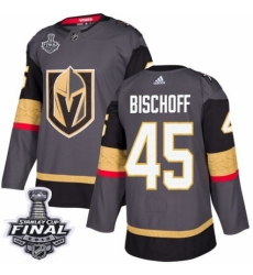 Men's Adidas Vegas Golden Knights #45 Jake Bischoff Authentic Gray Home 2018 Stanley Cup Final NHL Jersey