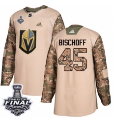 Youth Adidas Vegas Golden Knights #45 Jake Bischoff Authentic Camo Veterans Day Practice 2018 Stanley Cup Final NHL Jersey