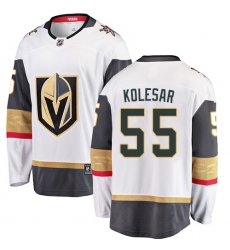 Men's Vegas Golden Knights #55 Keegan Kolesar Authentic White Away Fanatics Branded Breakaway NHL Jersey