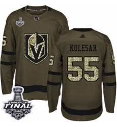 Youth Adidas Vegas Golden Knights #55 Keegan Kolesar Authentic Green Salute to Service 2018 Stanley Cup Final NHL Jersey