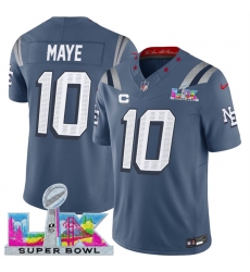 Men's New England Patriots #10 Drake Maye Storm Blue 2025 F.U.S.E. Super Bowl LX And 1-Star C “Rivalries” Vapor Limited Football Stitched Jersey
