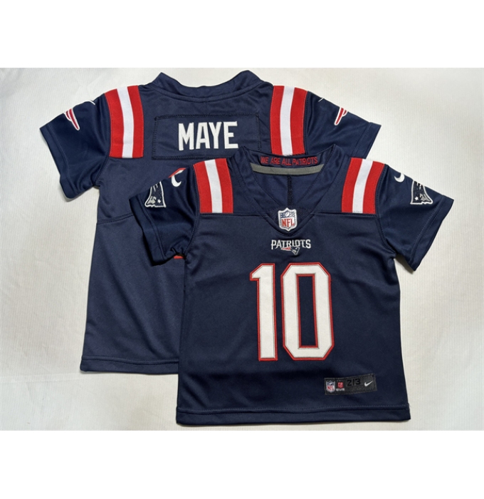 Toddlers New England Patriots #10 Drake Maye F.U.S.E. Navy Vapor Untouchable Limited Stitched Jersey
