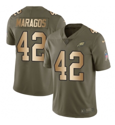 Men's Nike Philadelphia Eagles #42 Chris Maragos Limited Olive/Gold 2017 Salute to Service NFL Jersey
