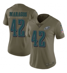 Women's Nike Philadelphia Eagles #42 Chris Maragos Limited Olive 2017 Salute to Service NFL Jersey