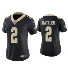 Women's New Orleans Saints #2 Spencer Rattler Black 2025 Vapor Limited Football Stitched Jersey(Run Small)