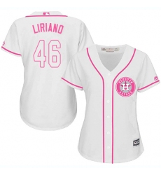 Women's Majestic Houston Astros #46 Francisco Liriano Authentic White Fashion Cool Base MLB Jersey