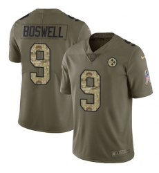Youth Nike Pittsburgh Steelers #9 Chris Boswell Limited Olive/Camo 2017 Salute to Service NFL Jersey