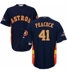 Youth Majestic Houston Astros #41 Brad Peacock Authentic Navy Blue Alternate 2018 Gold Program Cool Base MLB Jersey