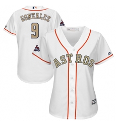 Women's Majestic Houston Astros #9 Marwin Gonzalez Authentic White 2018 Gold Program Cool Base MLB Jersey