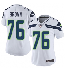 Women's Nike Seattle Seahawks #76 Duane Brown White Vapor Untouchable Elite Player NFL Jersey