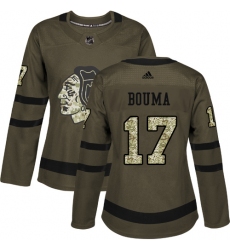 Women's Adidas Chicago Blackhawks #17 Lance Bouma Authentic Green Salute to Service NHL Jersey