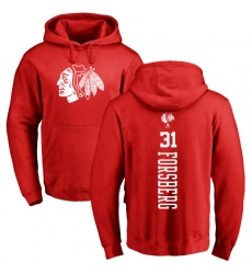 NHL Adidas Chicago Blackhawks #31 Anton Forsberg Red One Color Backer Pullover Hoodie