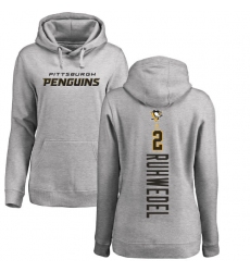 NHL Women's Adidas Pittsburgh Penguins #2 Chad Ruhwedel Ash Backer Pullover Hoodie