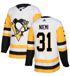 Men's Adidas Pittsburgh Penguins #31 Antti Niemi Authentic White Away NHL Jersey