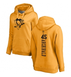 NHL Women's Adidas Pittsburgh Penguins #45 Josh Archibald Gold One Color Backer Pullover Hoodie