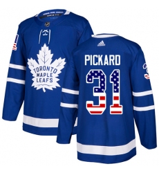 Youth Adidas Toronto Maple Leafs #31 Calvin Pickard Authentic Royal Blue USA Flag Fashion NHL Jersey