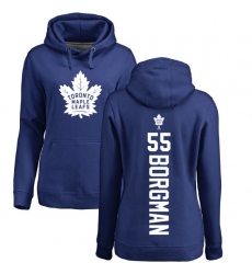 NHL Women's Adidas Toronto Maple Leafs #55 Andreas Borgman Royal Blue Backer Pullover Hoodie