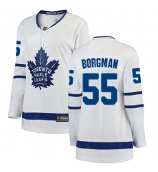 Women's Toronto Maple Leafs #55 Andreas Borgman Authentic White Away Fanatics Branded Breakaway NHL Jersey