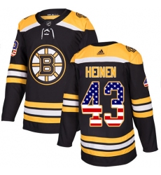 Youth Adidas Boston Bruins #43 Danton Heinen Authentic Black USA Flag Fashion NHL Jersey