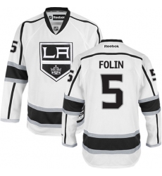 Women's Reebok Los Angeles Kings #5 Christian Folin Authentic White Away NHL Jersey