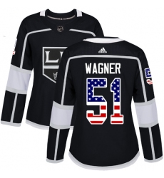 Women's Adidas Los Angeles Kings #51 Austin Wagner Authentic Black USA Flag Fashion NHL Jersey