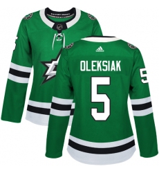 Women's Adidas Dallas Stars #5 Jamie Oleksiak Authentic Green Home NHL Jersey