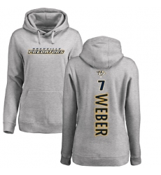 NHL Women's Adidas Nashville Predators #7 Yannick Weber Ash Backer Pullover Hoodie