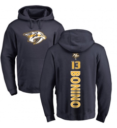 NHL Adidas Nashville Predators #13 Nick Bonino Navy Blue Backer Pullover Hoodie