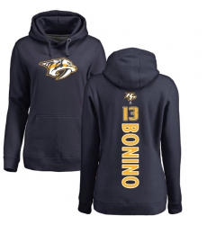 NHL Women's Adidas Nashville Predators #13 Nick Bonino Navy Blue Backer Pullover Hoodie